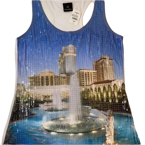 Luxury Caesar’s Palace Sequins Tank Top Shimmering Sparkle Las Vegas Size Large - Picture 4 of 13